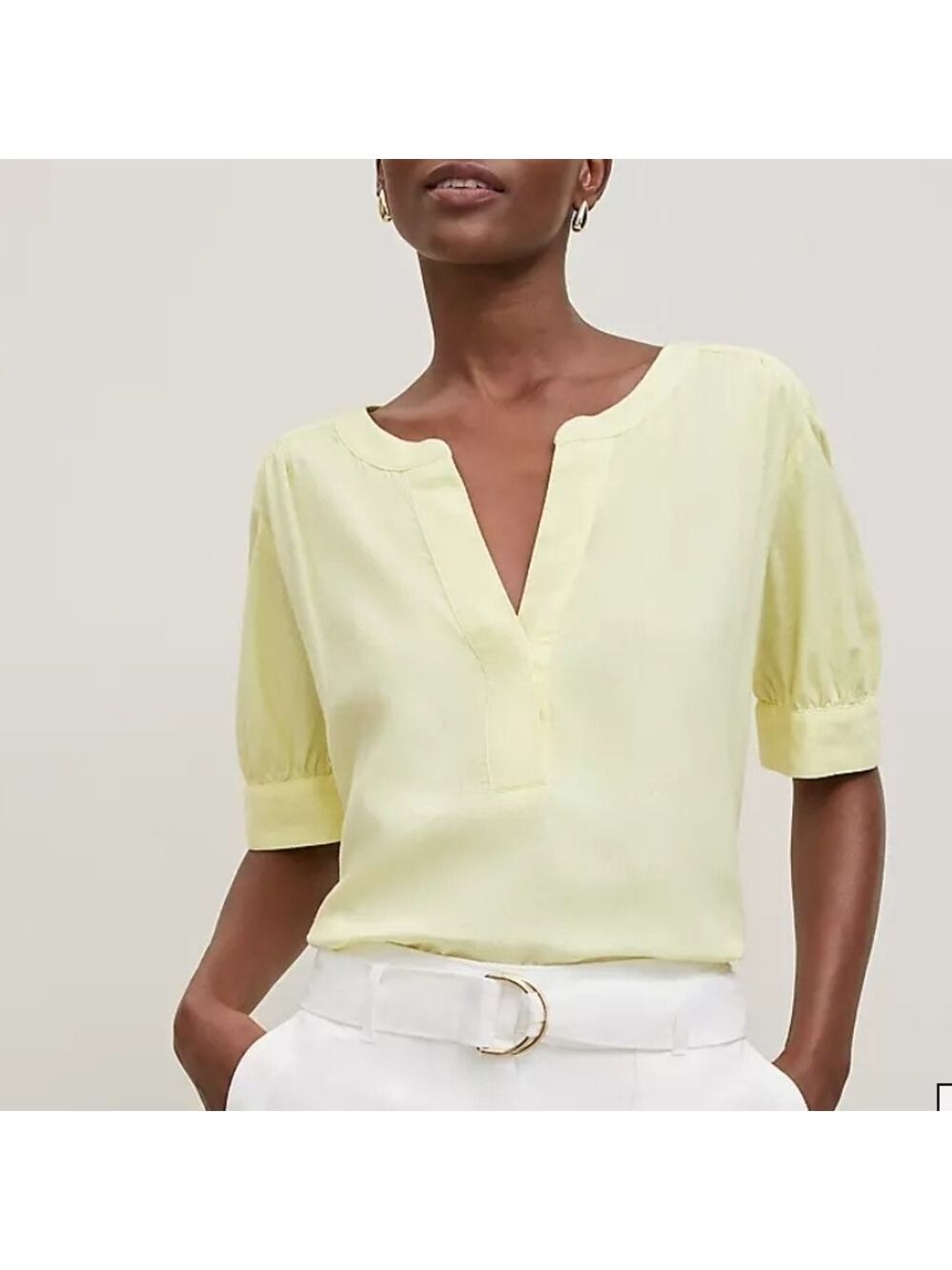 Ann Taylor Yellow Short Sleeve Relaxed Blouse